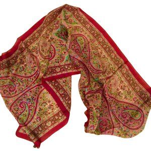 NWOT Indian Purple Paisley Scarf, 100% Silk